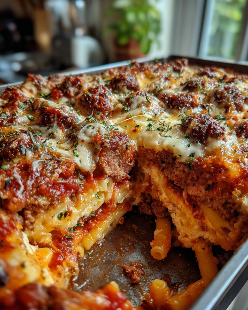 baked ziti and meatballs without ricotta cheese - detail 1