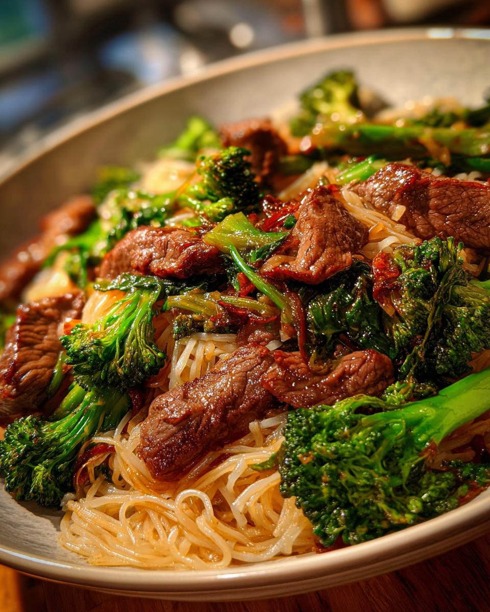 beef broccoli noodle stir fry - detail 1