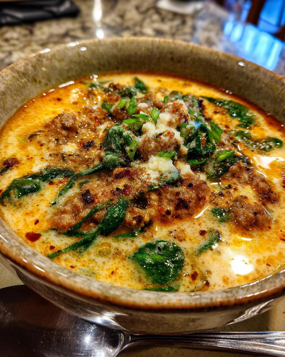 creamy parmesan italian sausage soup - detail 2