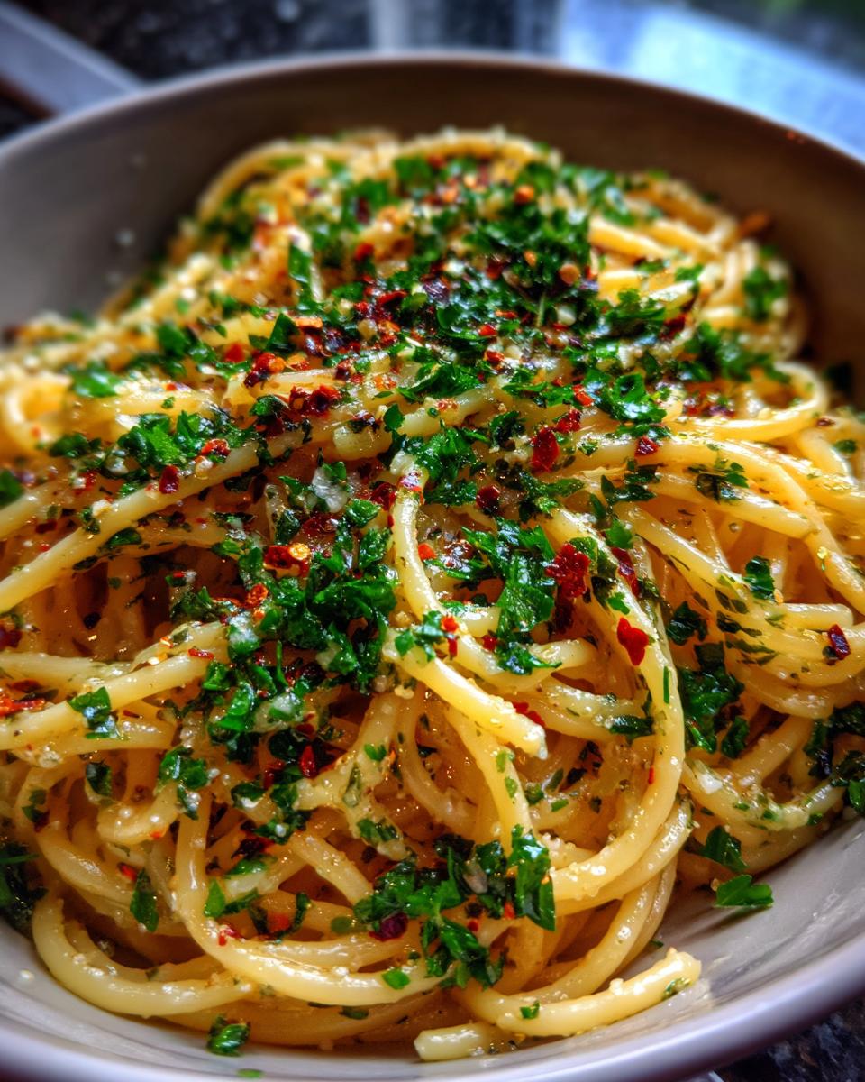 garlic butter pasta - detail 1