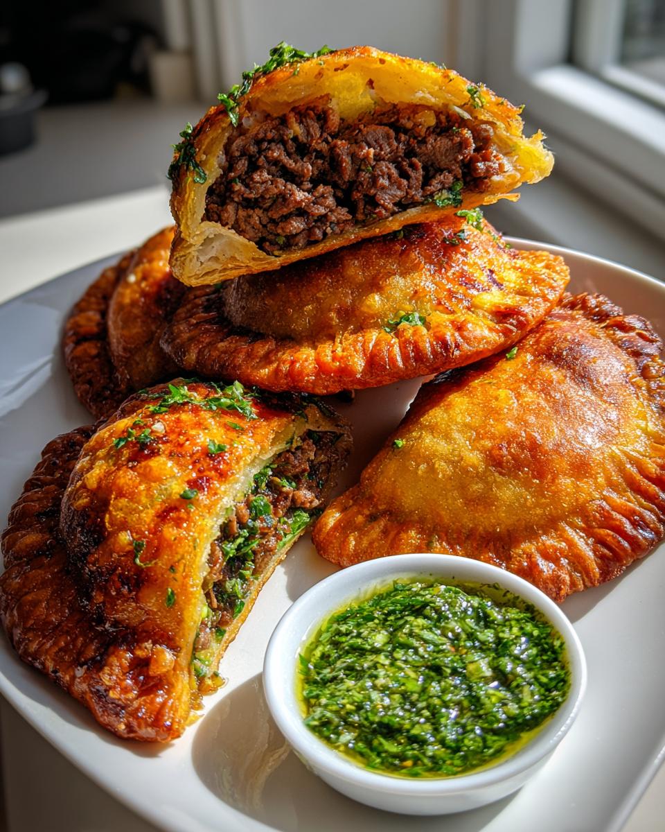 minced beef tucumanas with chimichurri