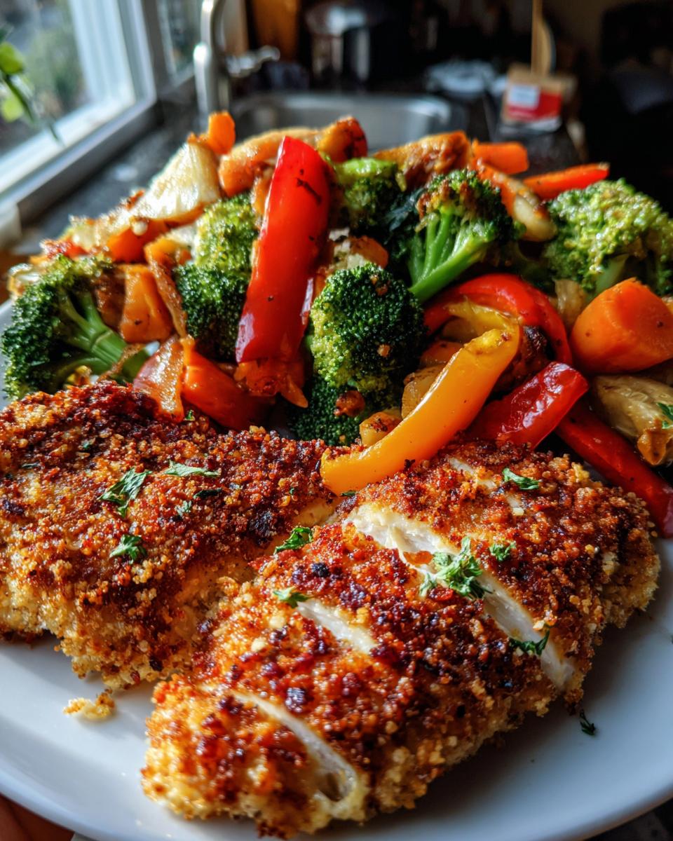 parmesan crusted chicken sheet pan dinner - detail 2
