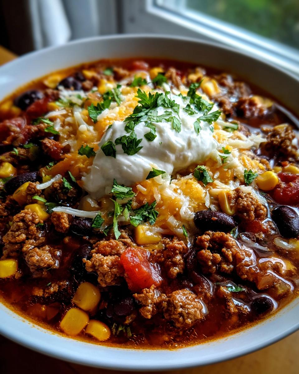 taco soup with ground beef - detail 2