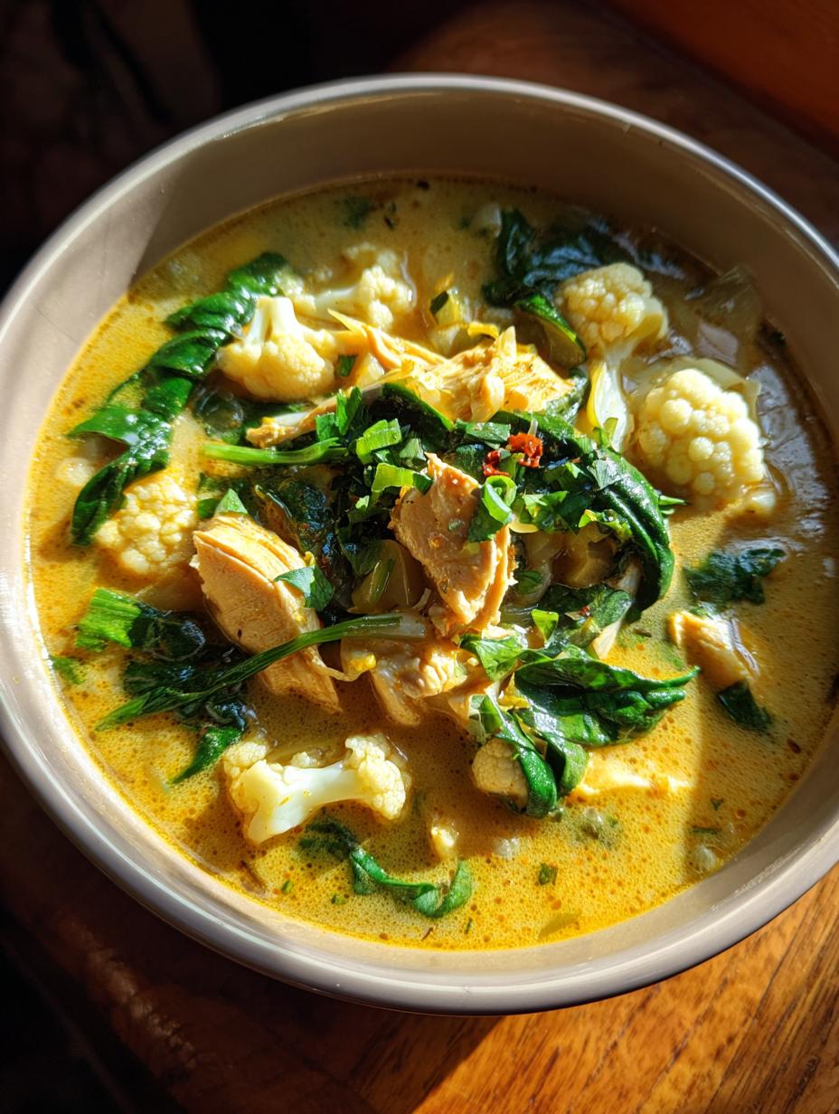 30-minute cauliflower chicken soup - detail 1