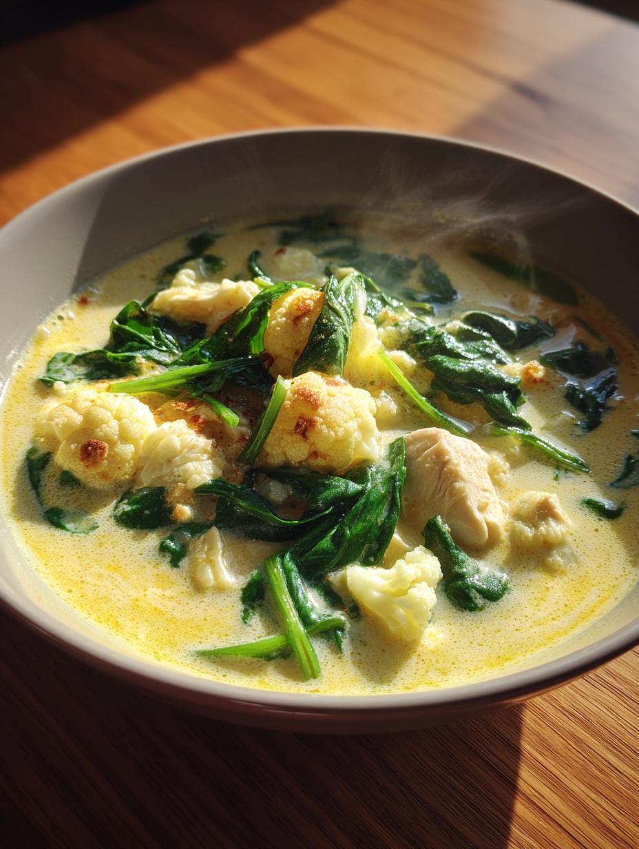 30-minute cauliflower chicken soup