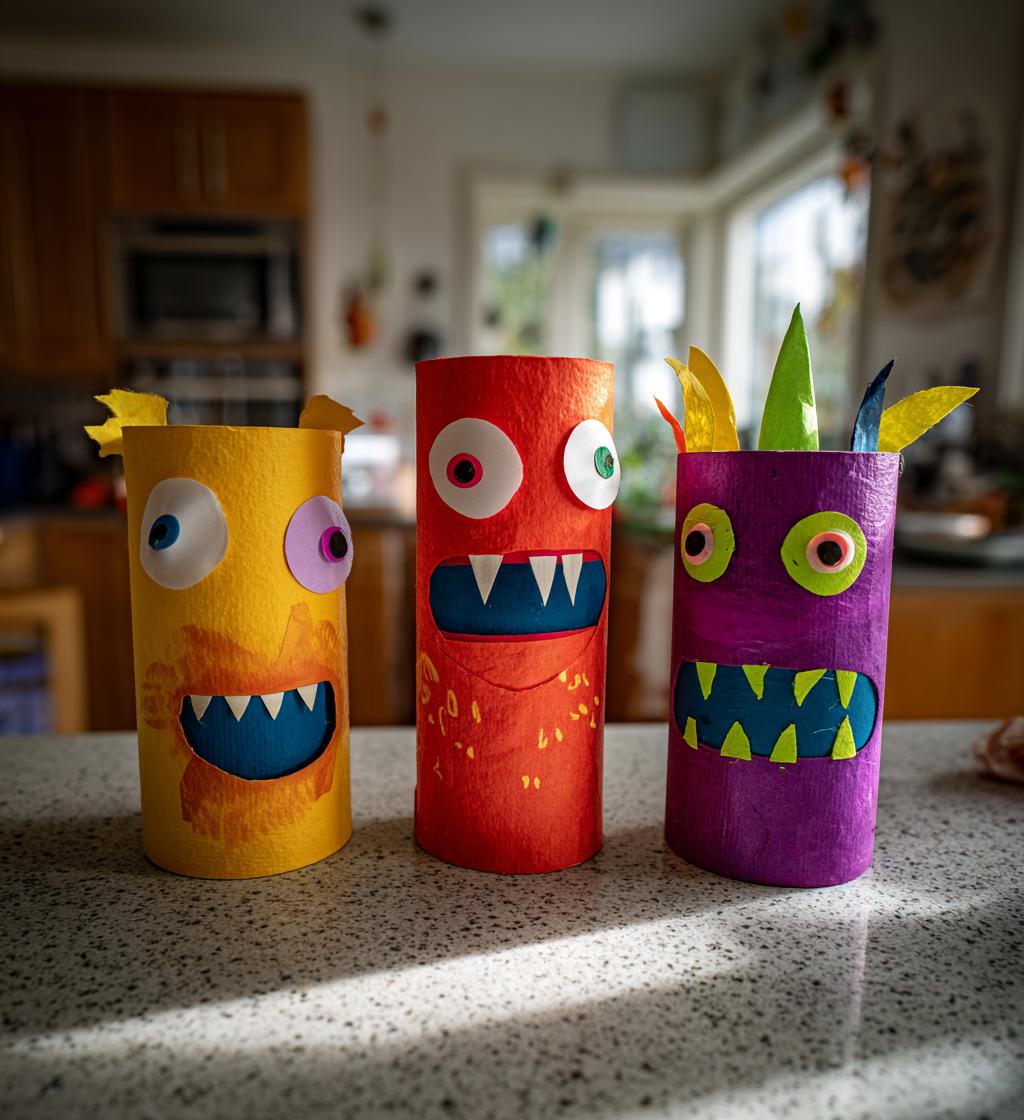 Cardboard Tube Monsters Halloween Craft - detail 1