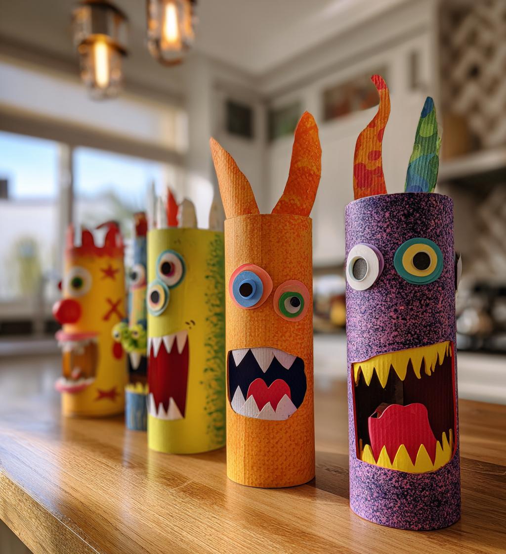 Cardboard Tube Monsters Halloween Craft