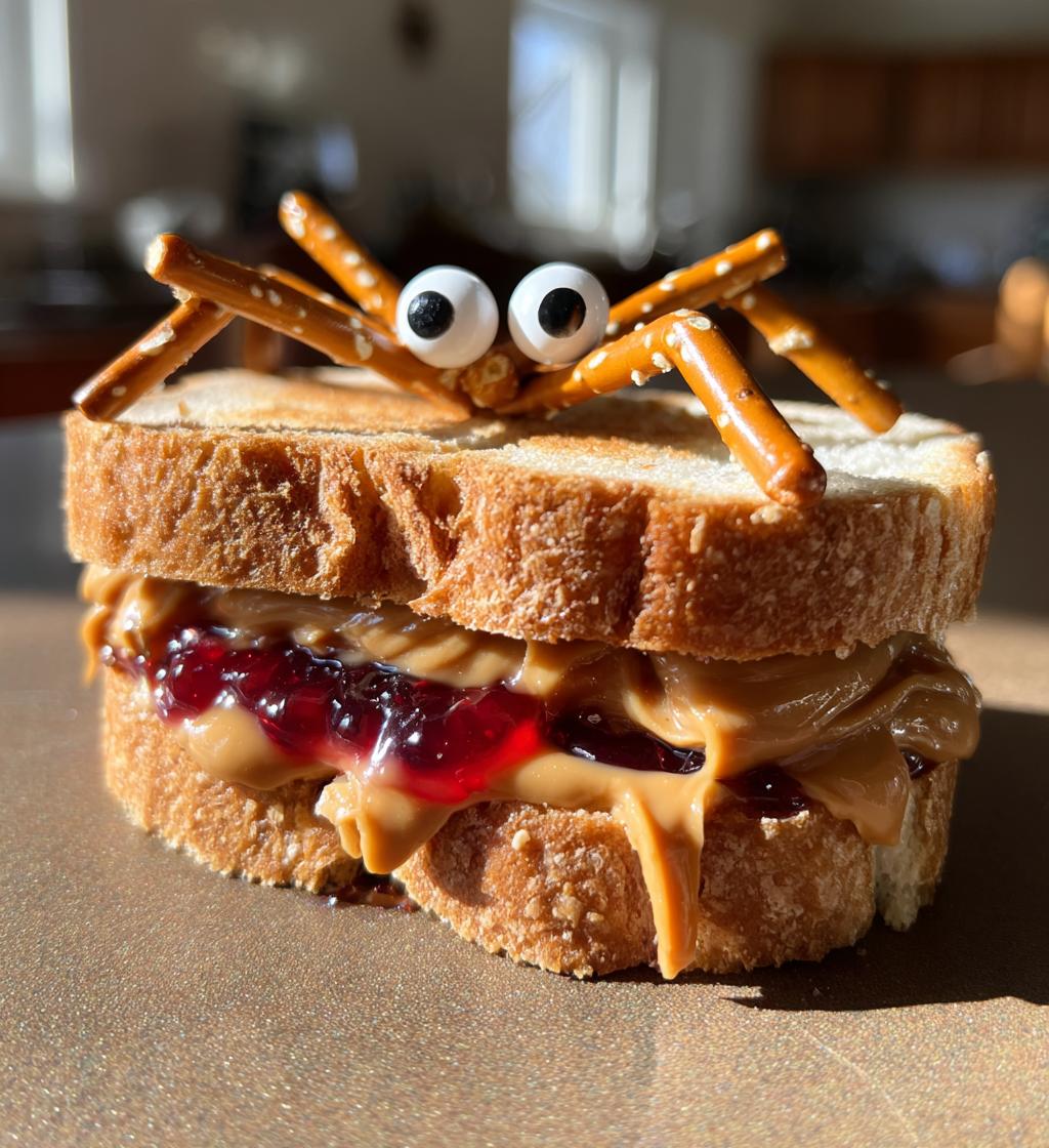 Peanut Butter and Jelly Spider Sandwiches