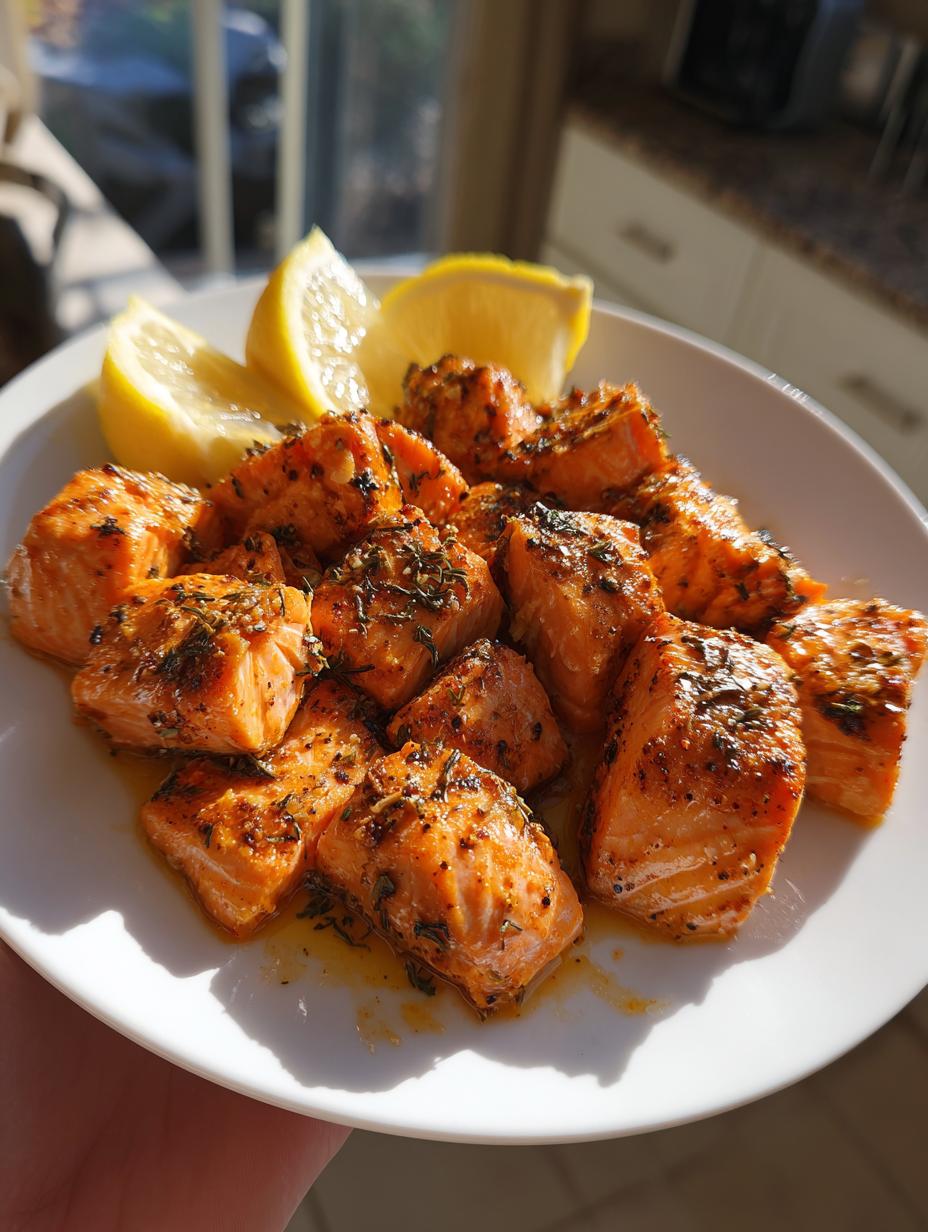 air fryer salmon bites - detail 1