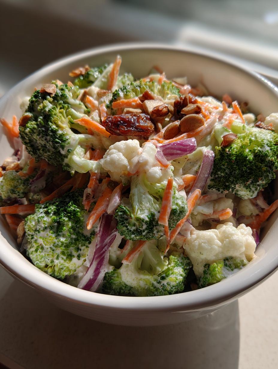 amish broccoli cauliflower salad - detail 1