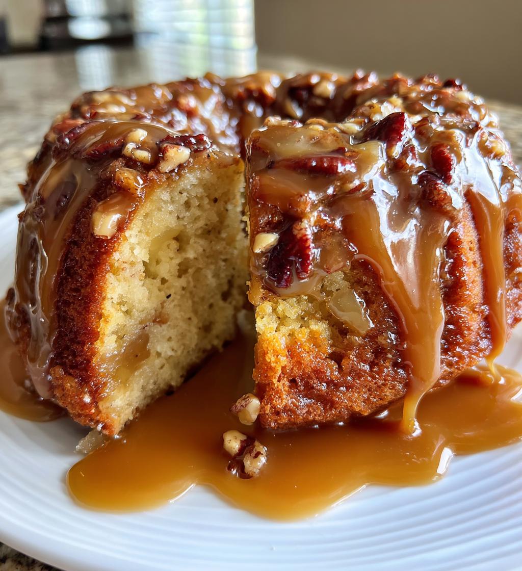 apple pecan cake with caramel glaze - detail 1