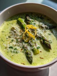 asparagus soup with lemon and parmesan