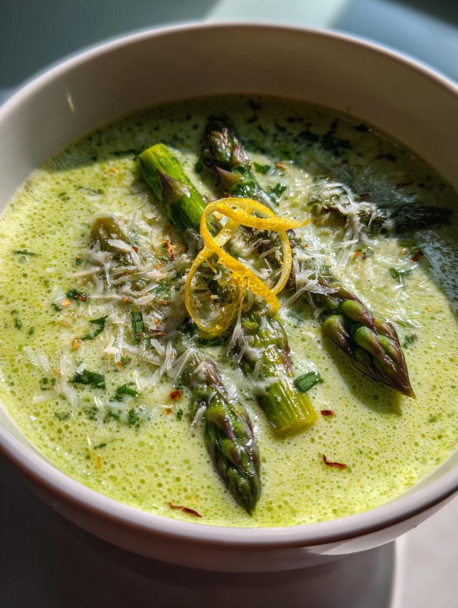 asparagus soup with lemon and parmesan