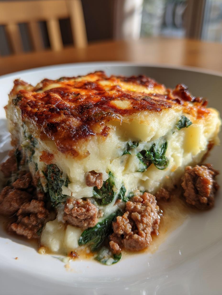 aussie minced lamb and spinach bake - detail 1