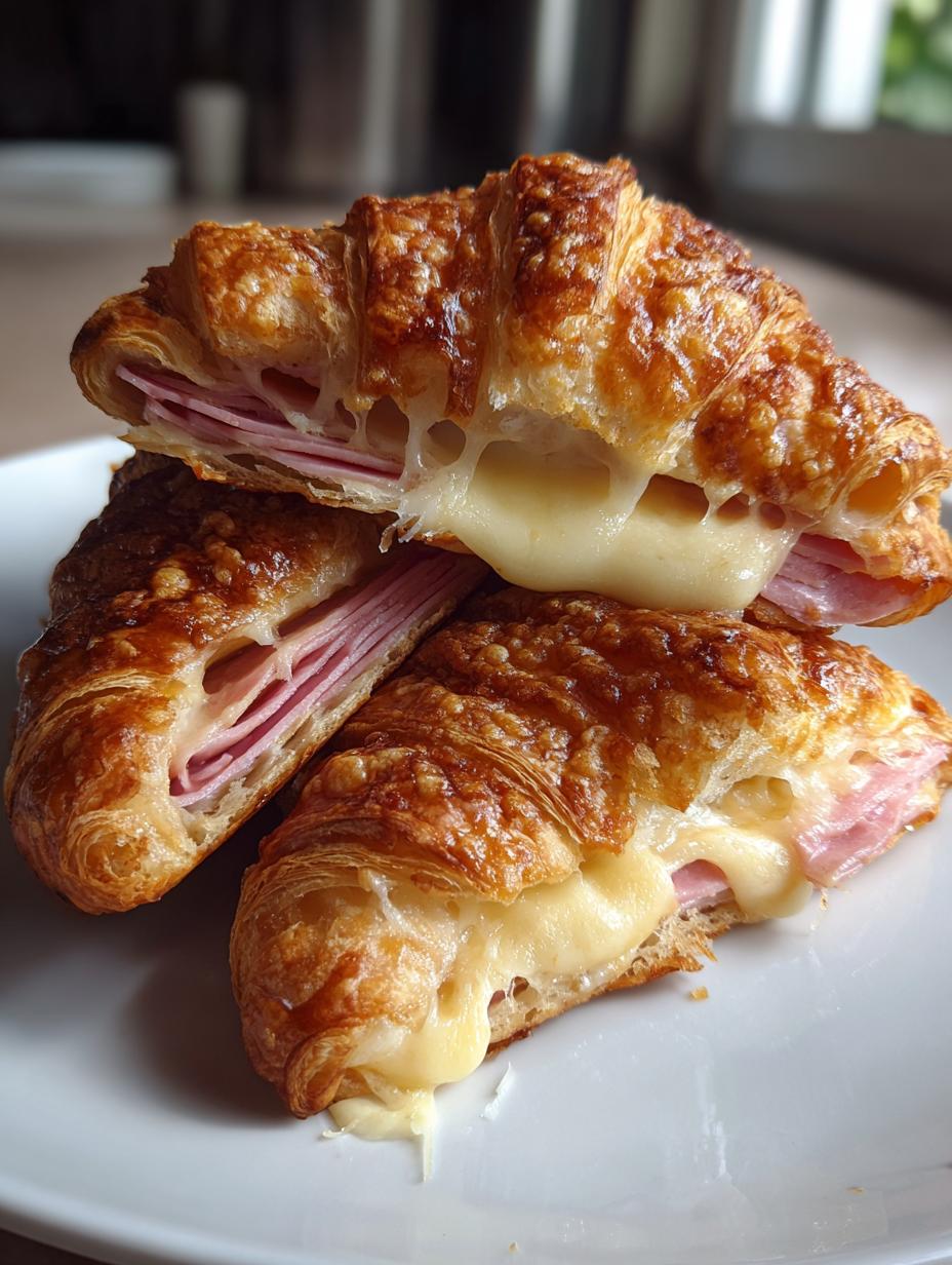 baked ham and cheese croissants