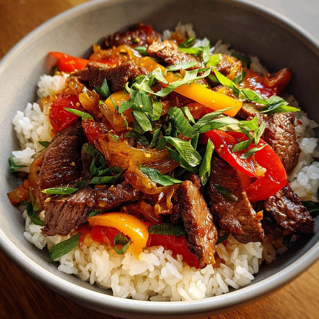 beef and pepper rice bowl