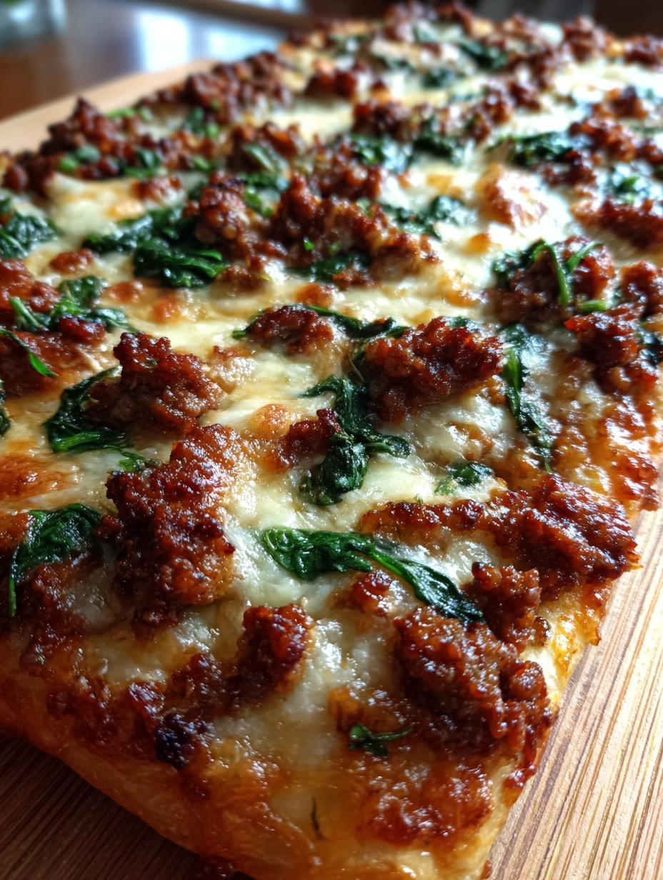 beef mince and spinach flatbread pizza - detail 1