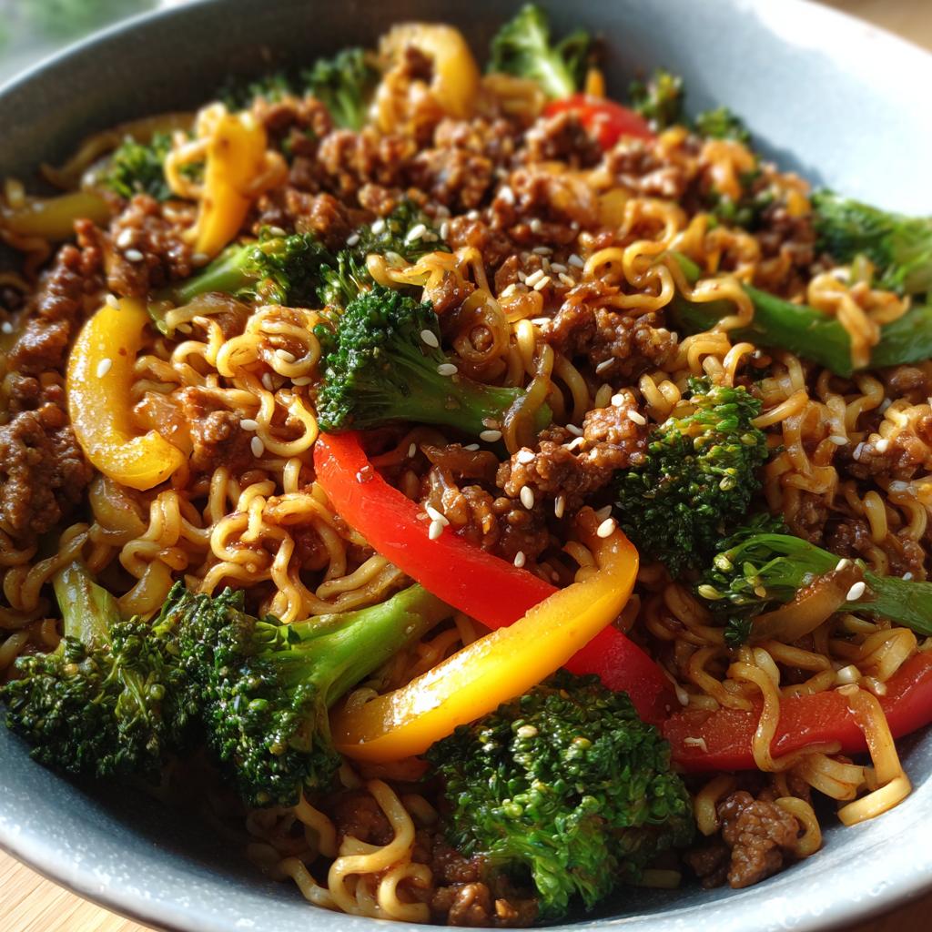 beef mince ramen stir fry