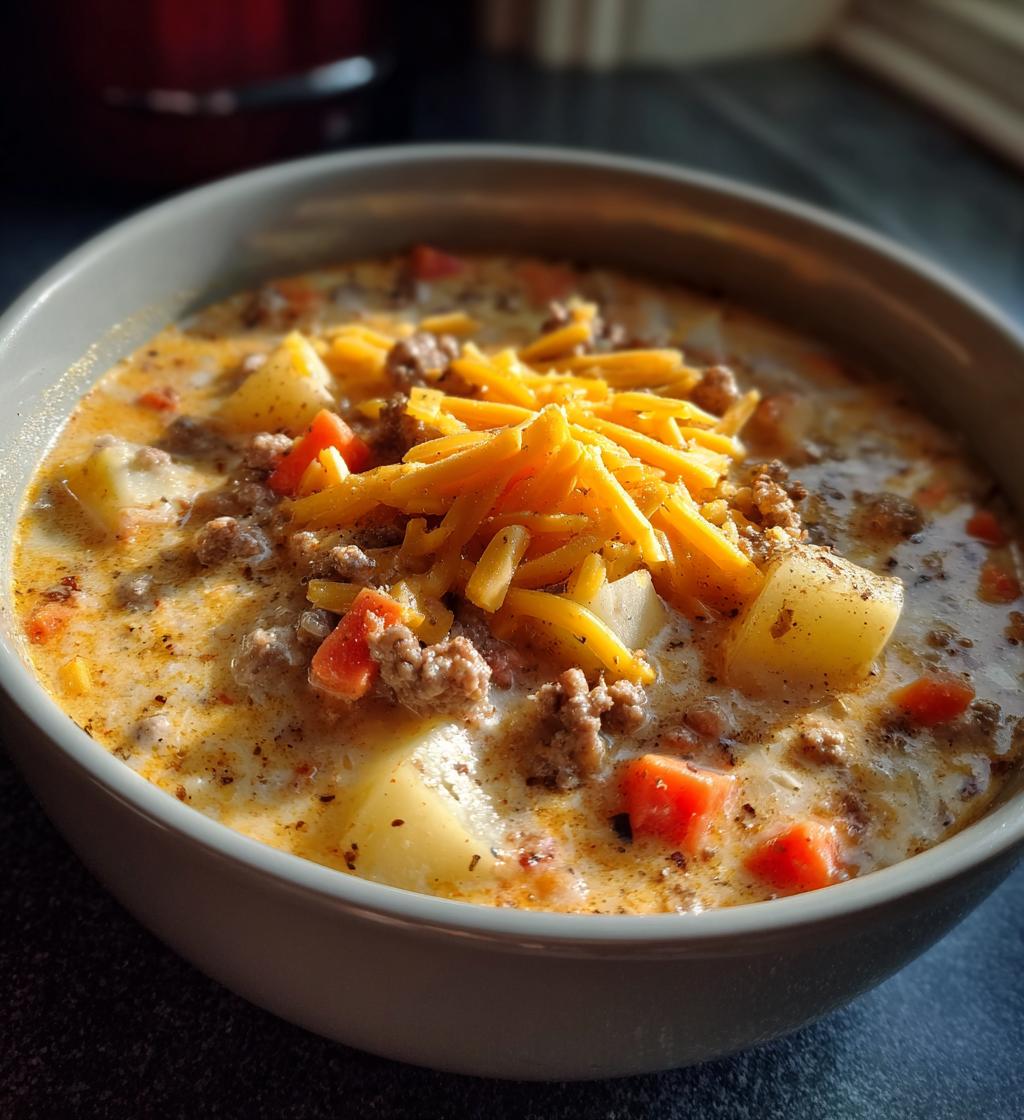 cheeseburger soup - detail 1