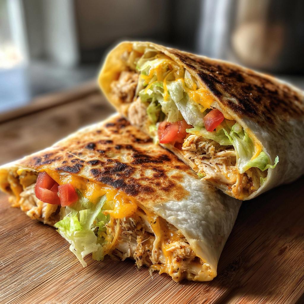 cheesy garlic chicken wraps