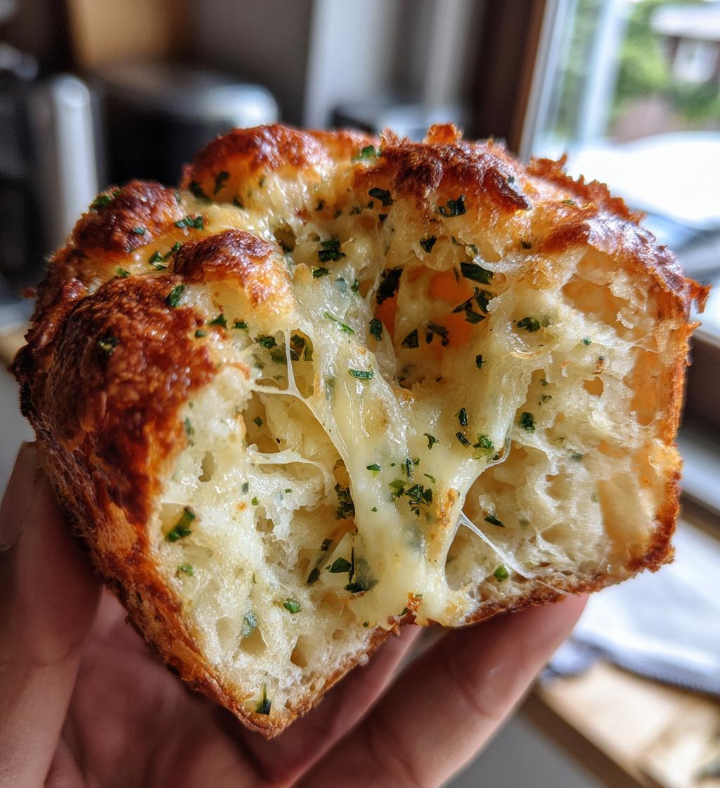 cheesy garlic cruffin
