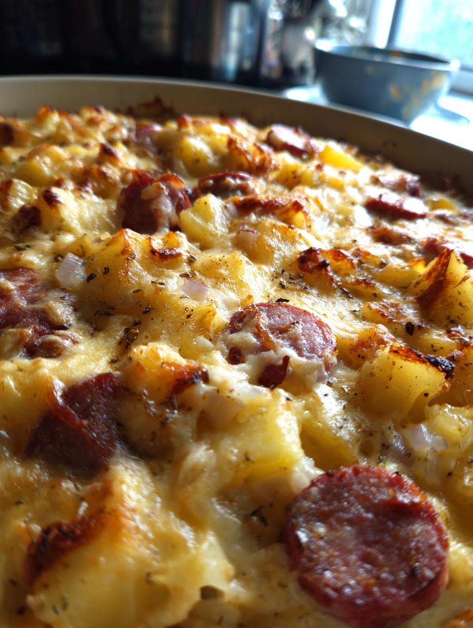 cheesy potatoes and smoked sausage