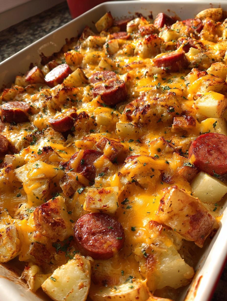 cheesy smoked sausage and potatoes - detail 1