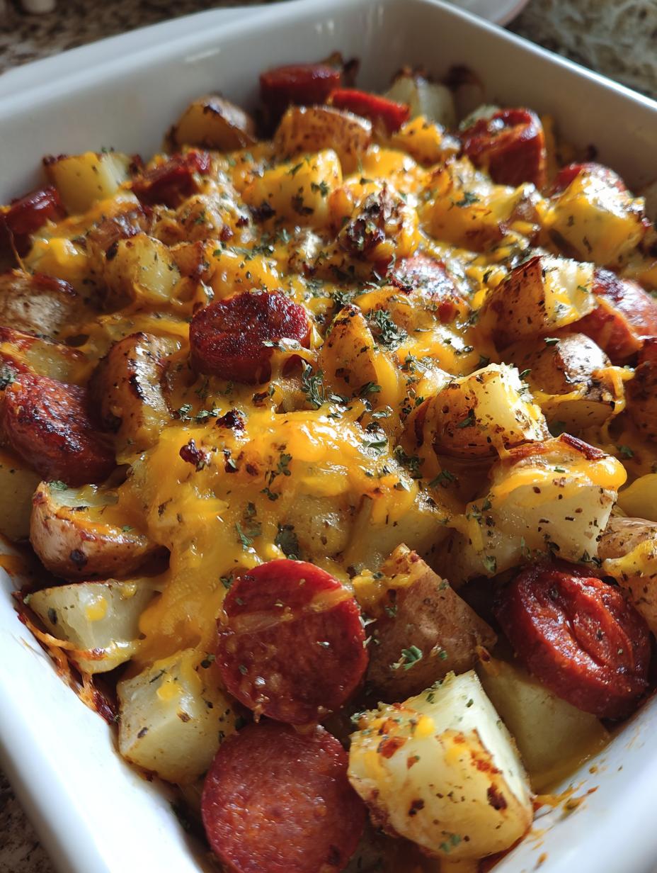 cheesy smoked sausage and potatoes