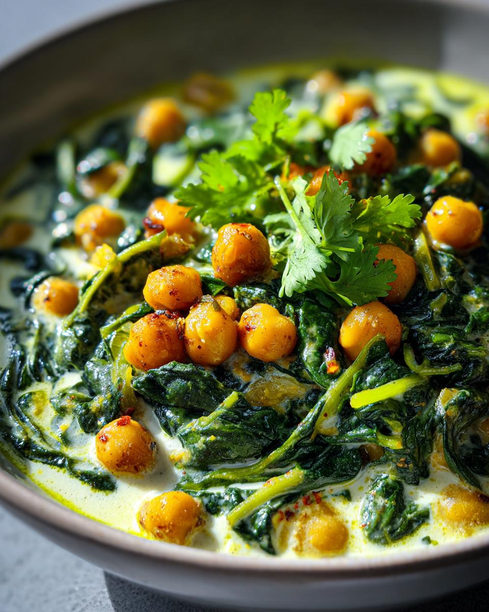 chickpea and spinach curry - detail 1