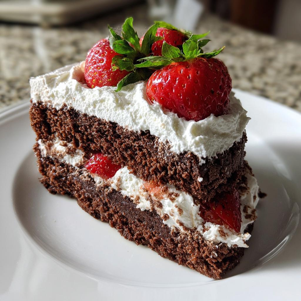 chocolate cake with strawberries - detail 1