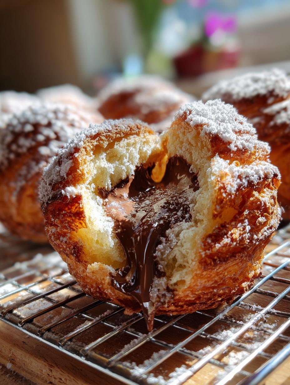 chocolate filled cruffins - detail 1