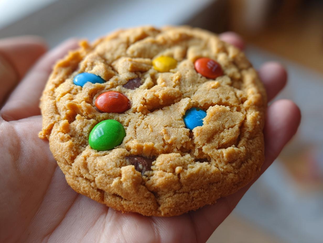 chunky peanut butter cookies with m&m's