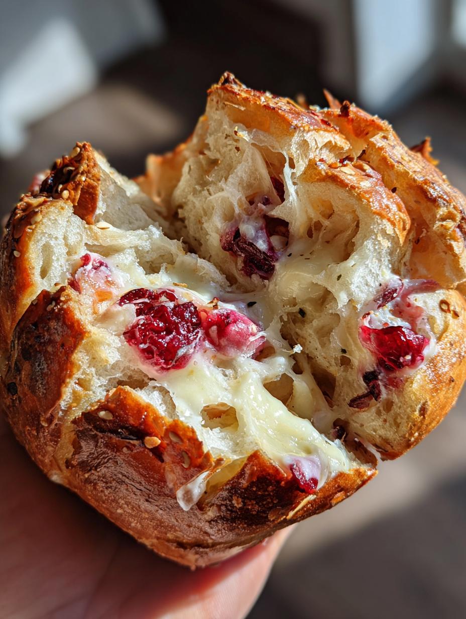 cranberry brie sourdough pull apart bread - detail 1