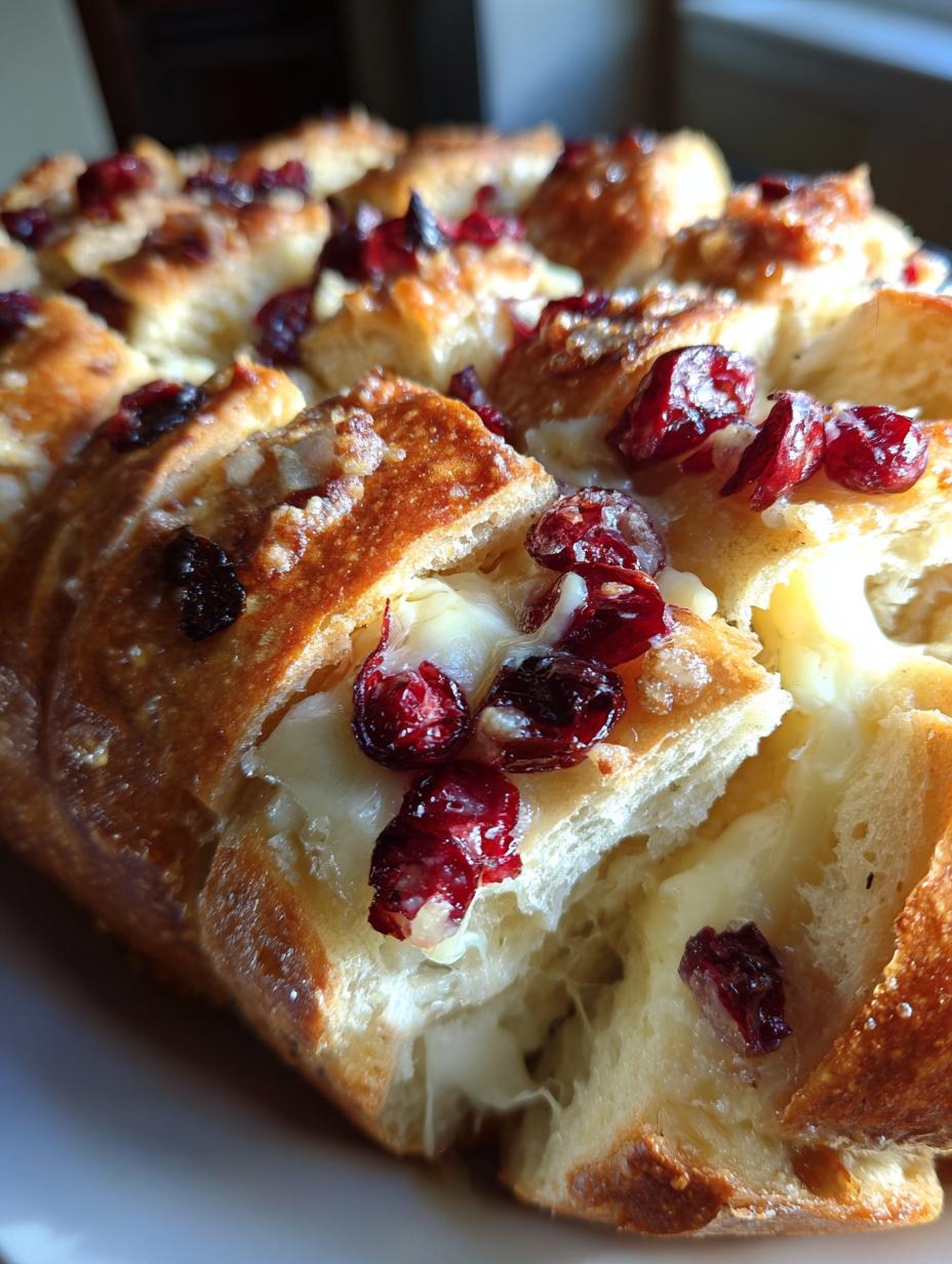 cranberry brie sourdough pull apart bread