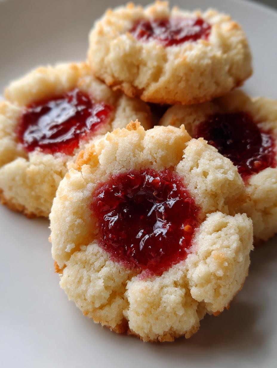 cream cheese raspberry thumbprint cookies - detail 1