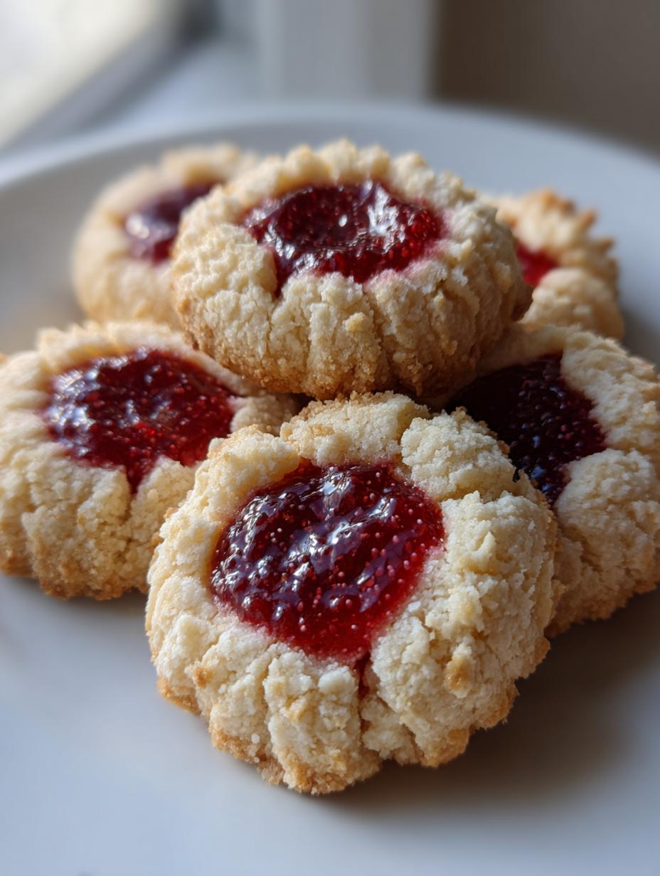 cream cheese raspberry thumbprint cookies - detail 1