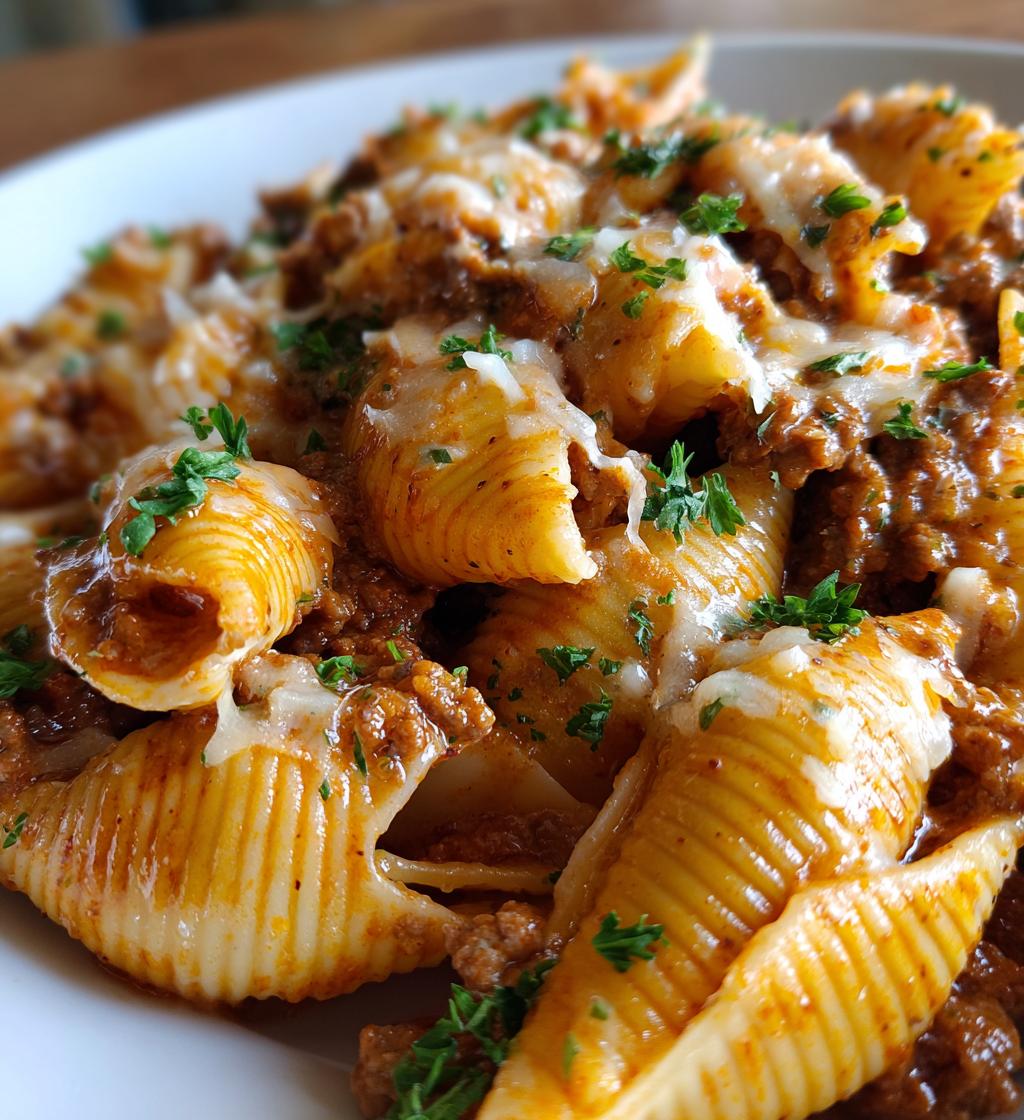 creamy beef and shells - detail 1