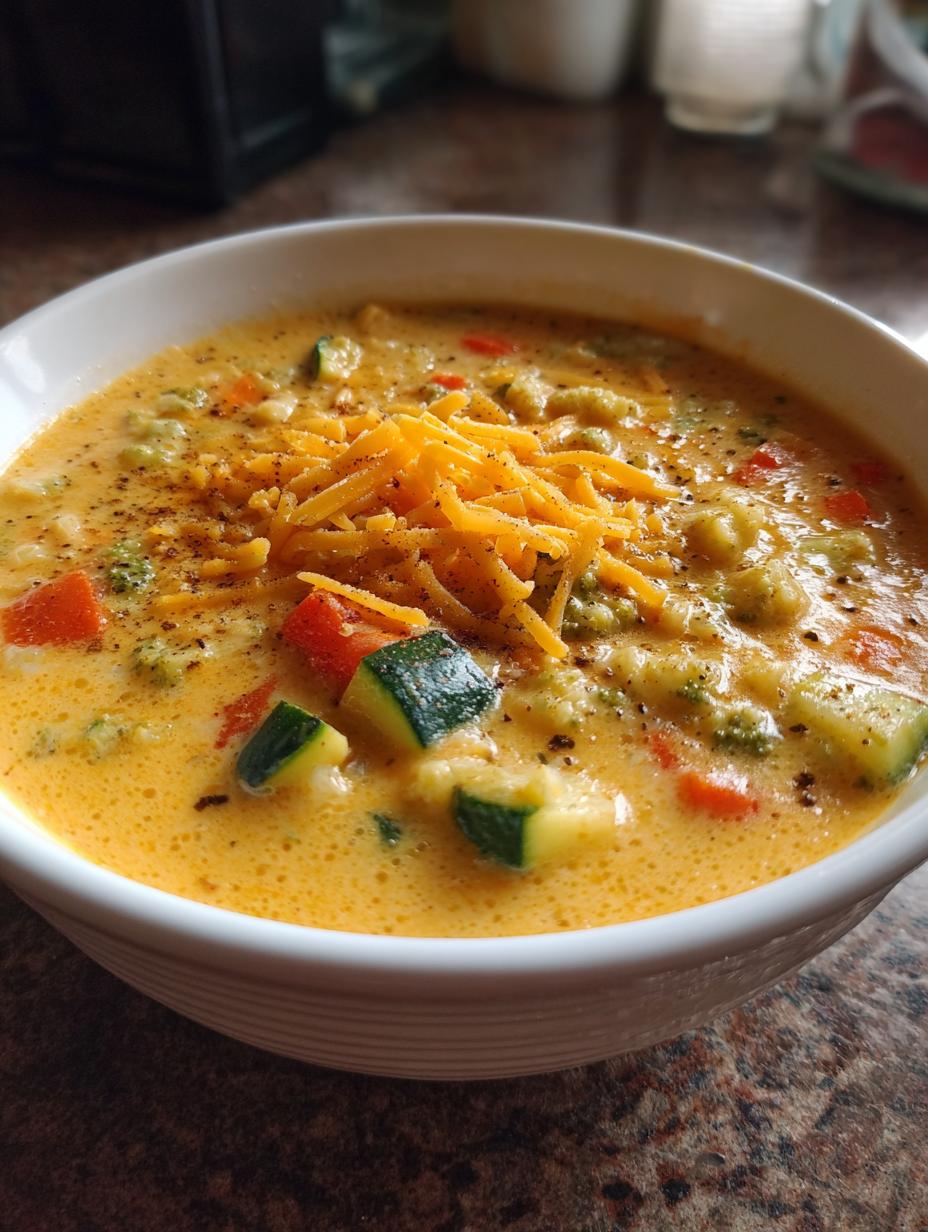 creamy cheesy vegetable soup - detail 1