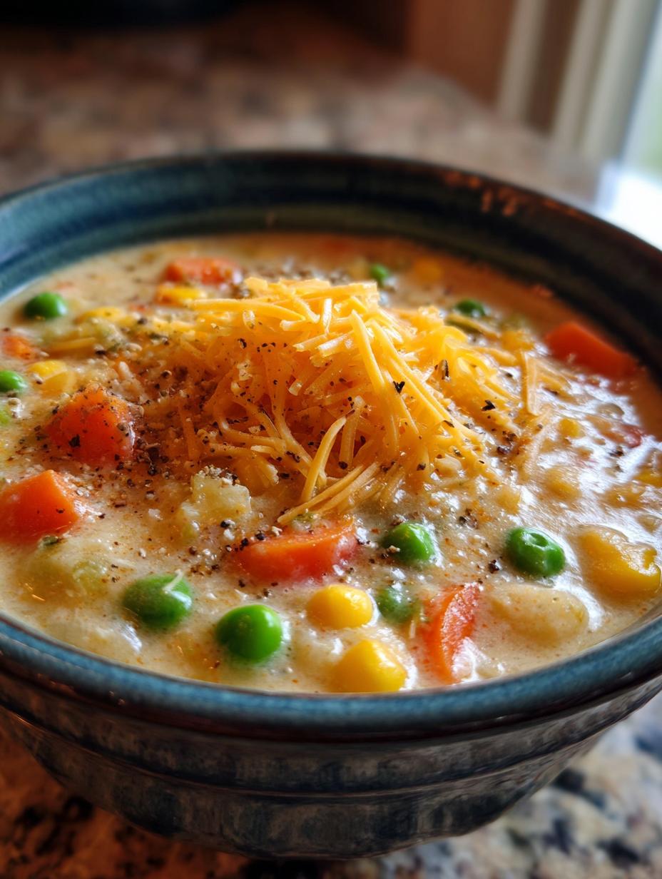 creamy cheesy vegetable soup - detail 1