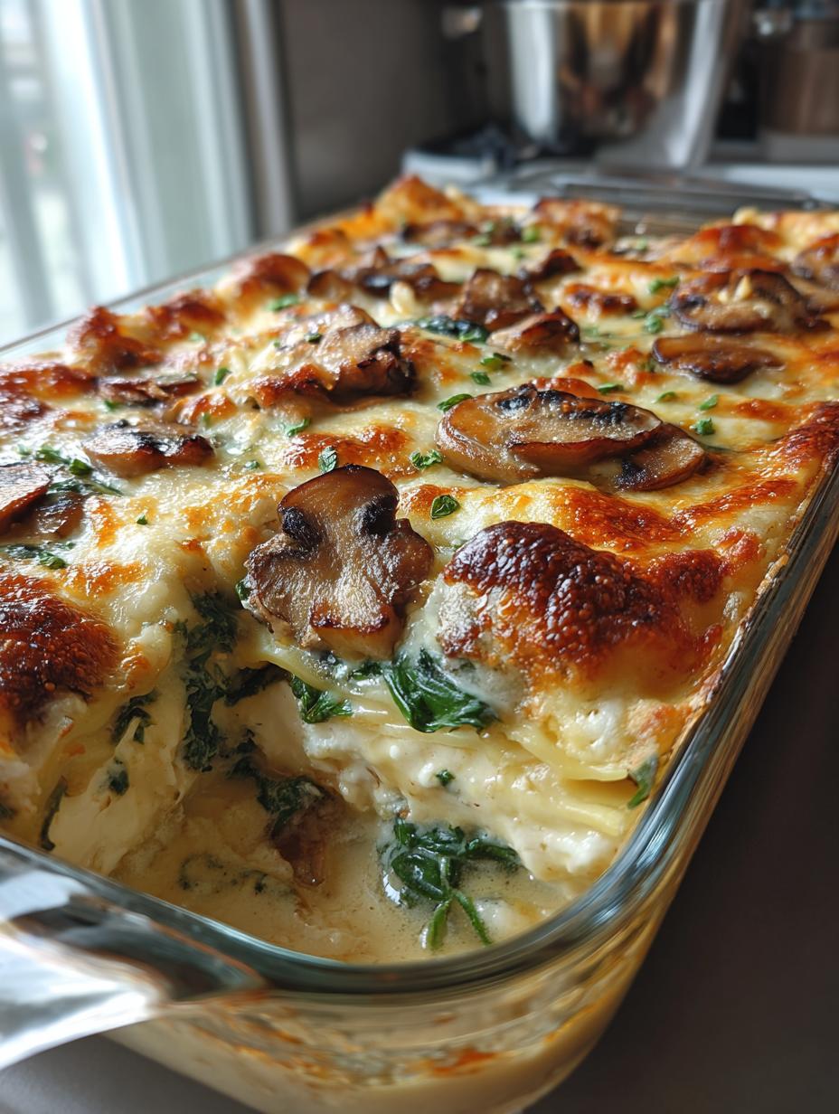 creamy spinach mushroom lasagna