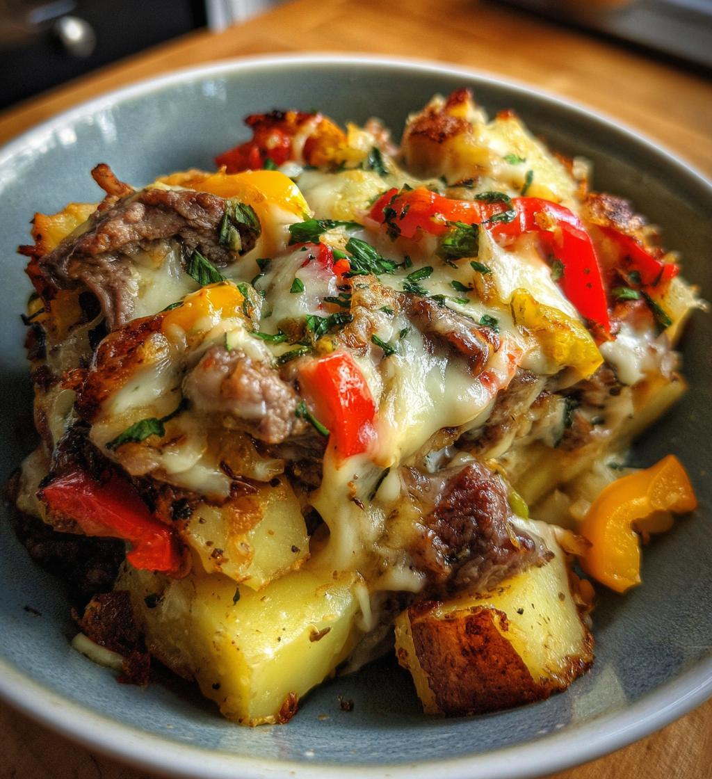 crockpot cheesesteak potato casserole