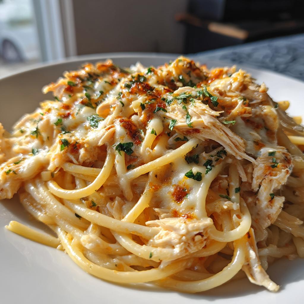 crockpot chicken spaghetti - detail 1