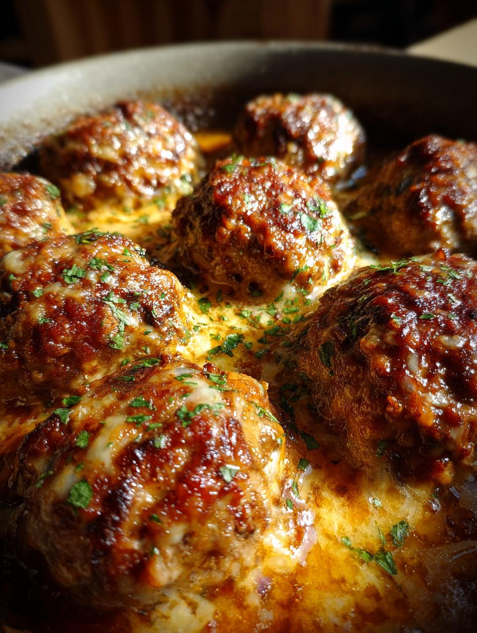 crockpot french onion meatballs - detail 1