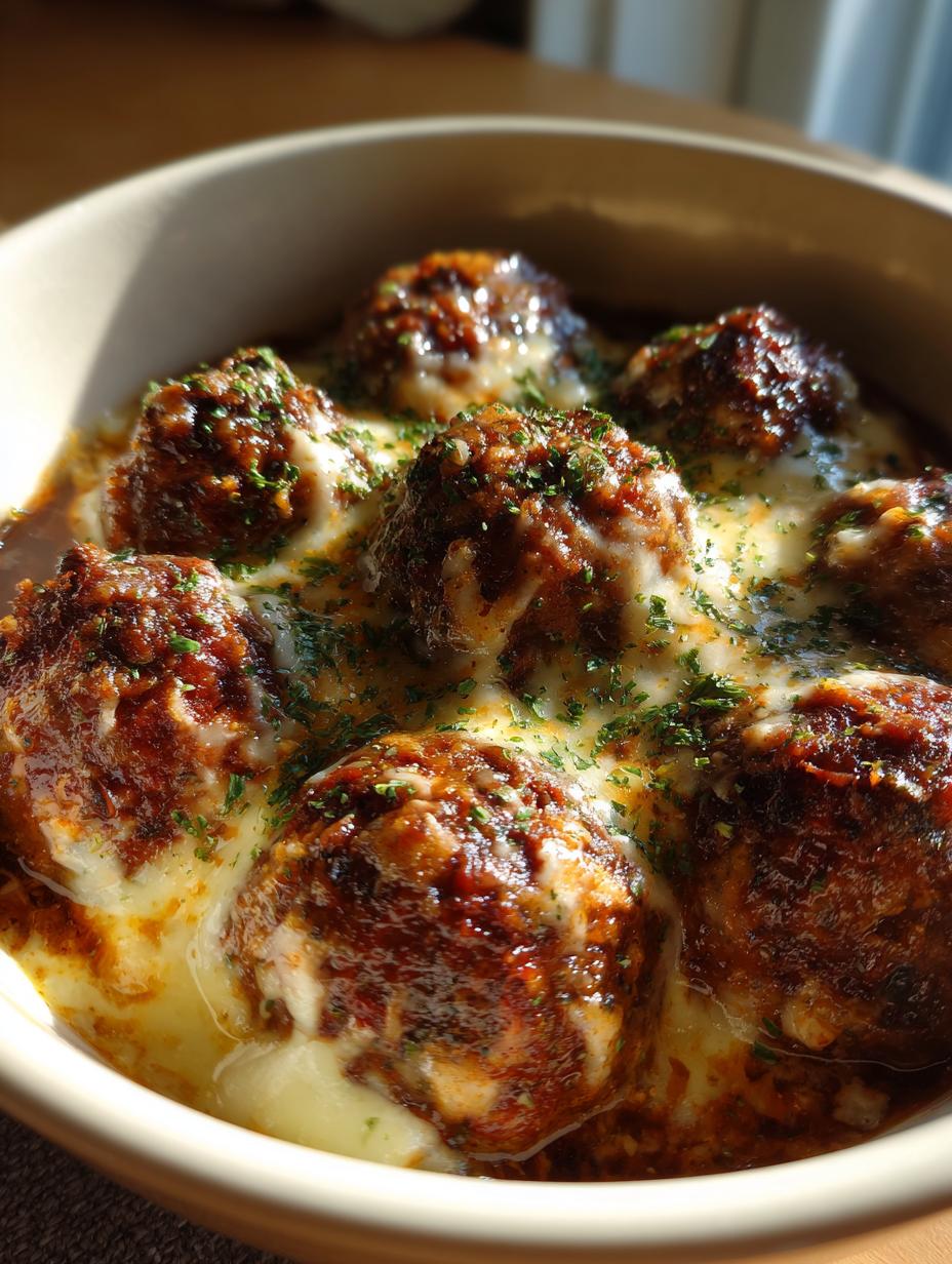 crockpot french onion meatballs