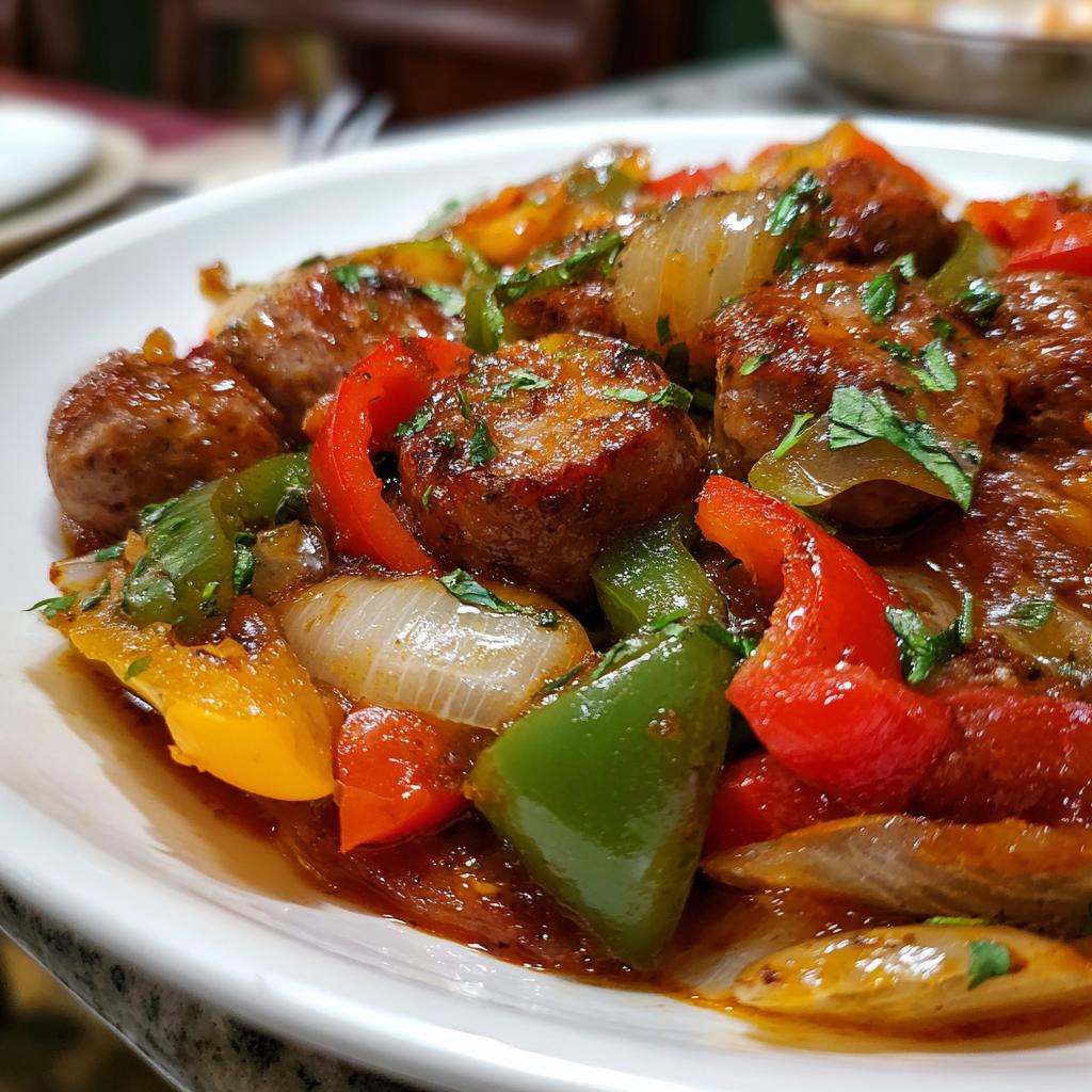 crockpot sausage and peppers - detail 1
