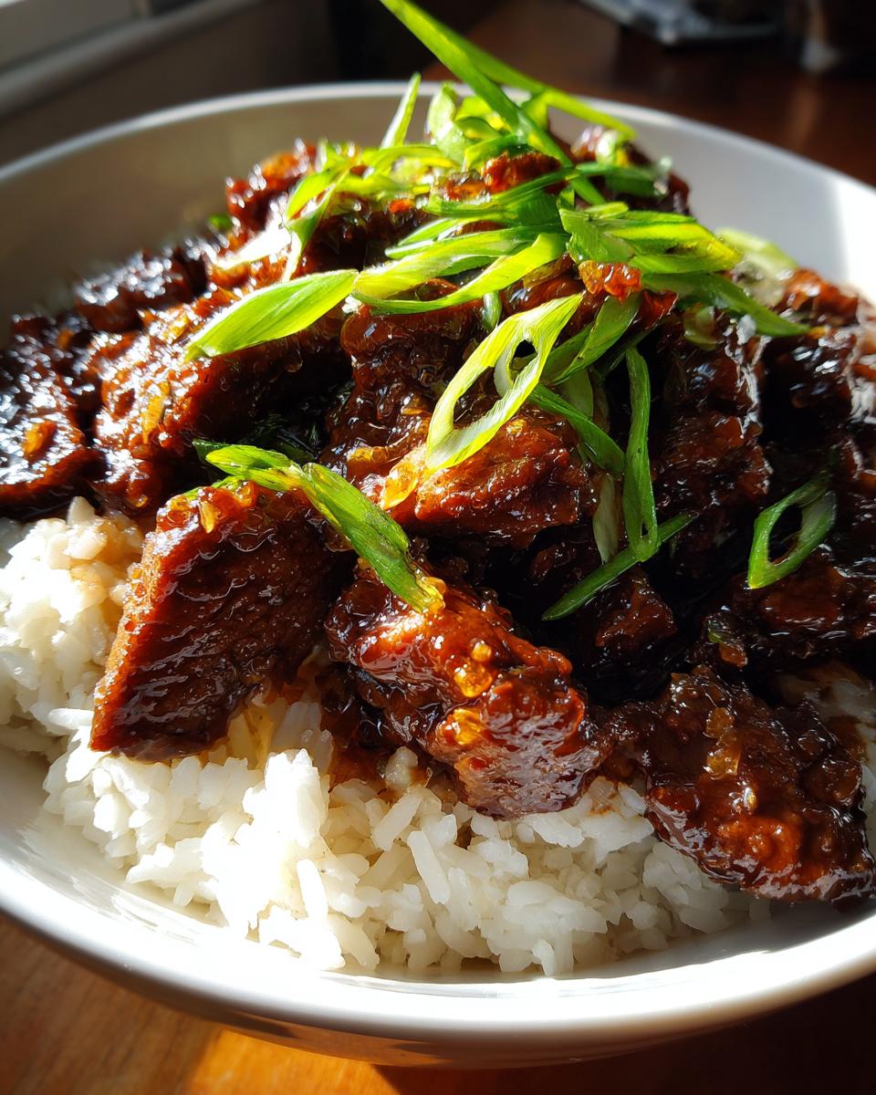 easy sticky beef and rice