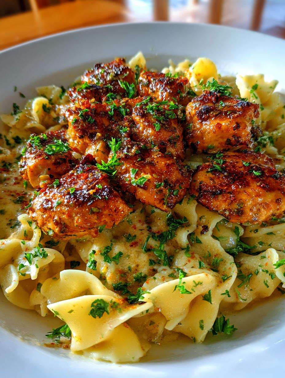 garlic butter chicken bites with creamy parmesan pasta recipe