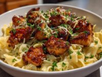 garlic butter chicken bites with creamy parmesan pasta ree drummond
