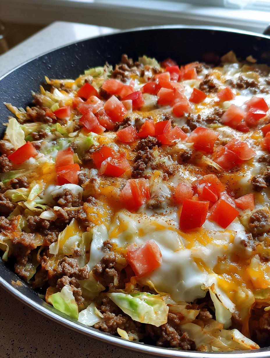 ground beef taco cabbage skillet - detail 1