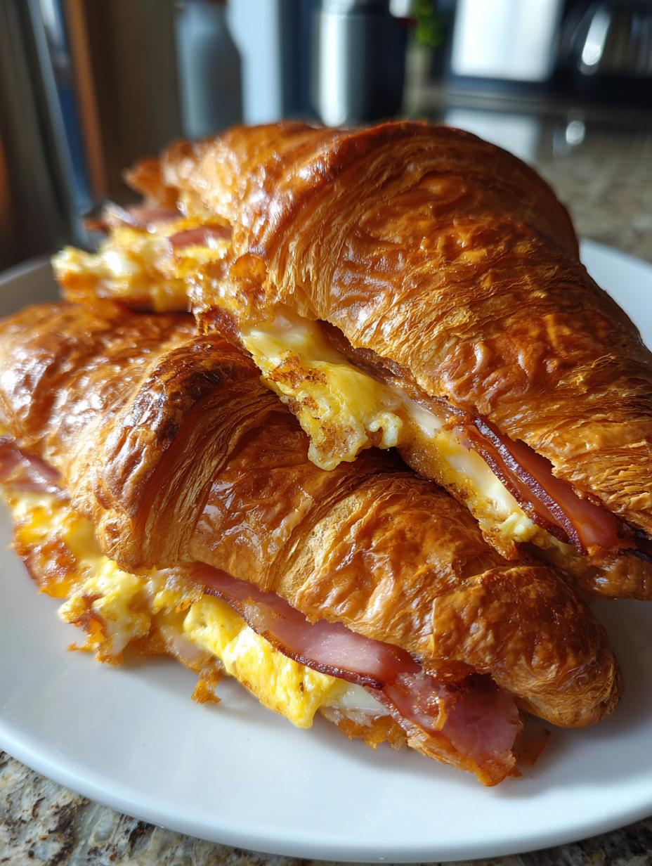 ham cheese croissant sandwiches - detail 1